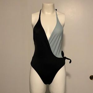NWT! Solid + Striped Matilde Black and Sky Blue One Piece Swimsuit